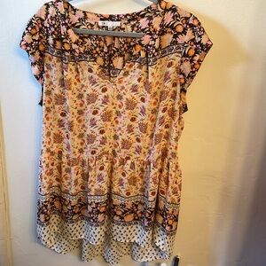 High low printed sleeveless shirt